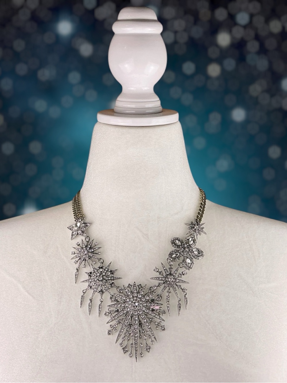 Chloe + Isabel Crystal Statement Necklace Silver Gold Y2K Retro Celestial OS